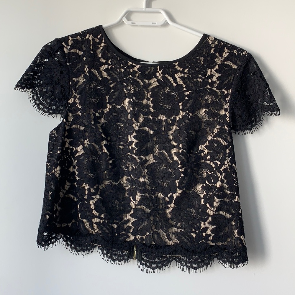 Black lace crop top